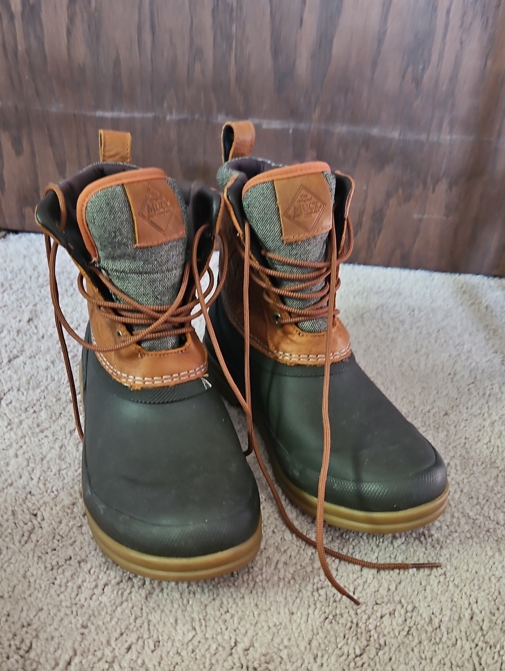 Men's Waterproof Rain & Snow Boots in Green and Brown